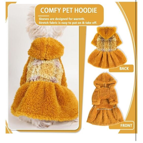 NEW Dog Sweaters Dress Hoodie Fuzzy Fleece Puppy M - Picture 6 of 9